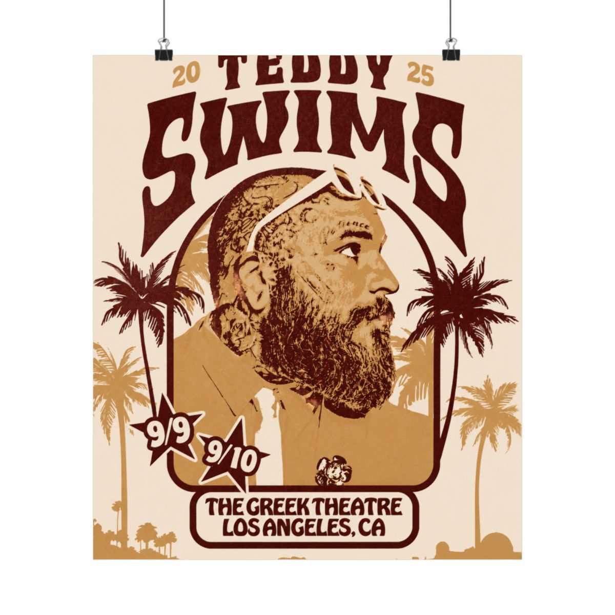 Los Angeles Concert Poster | Teddy Swims - alternate angle 2, merchandise