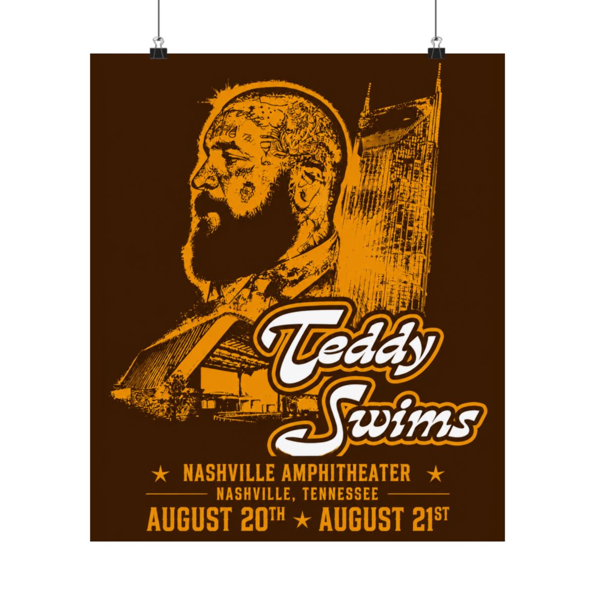 Nashville Concert Poster | Teddy Swims - alternate angle 3, merchandise