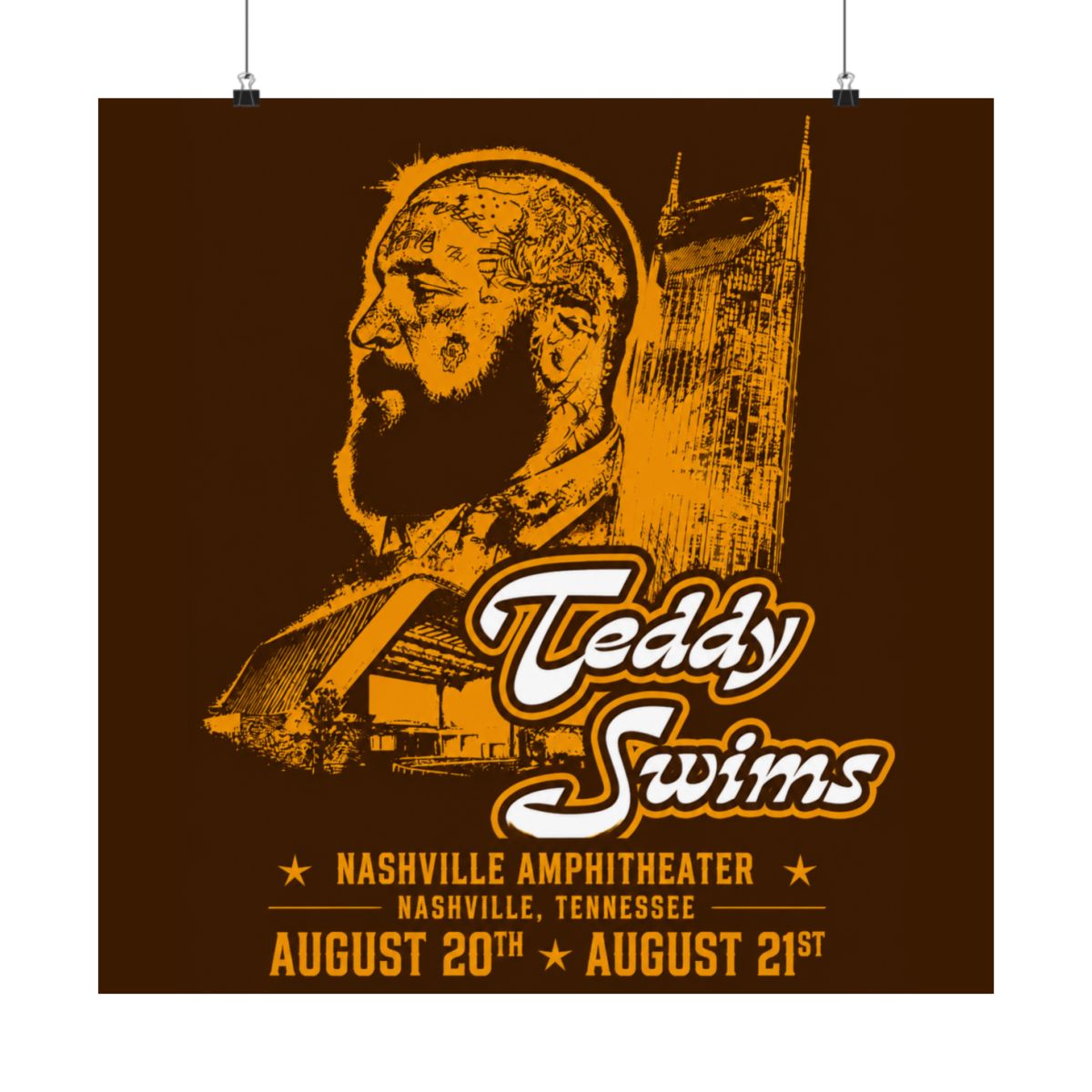 Nashville Concert Poster | Teddy Swims - alternate angle 2, merchandise