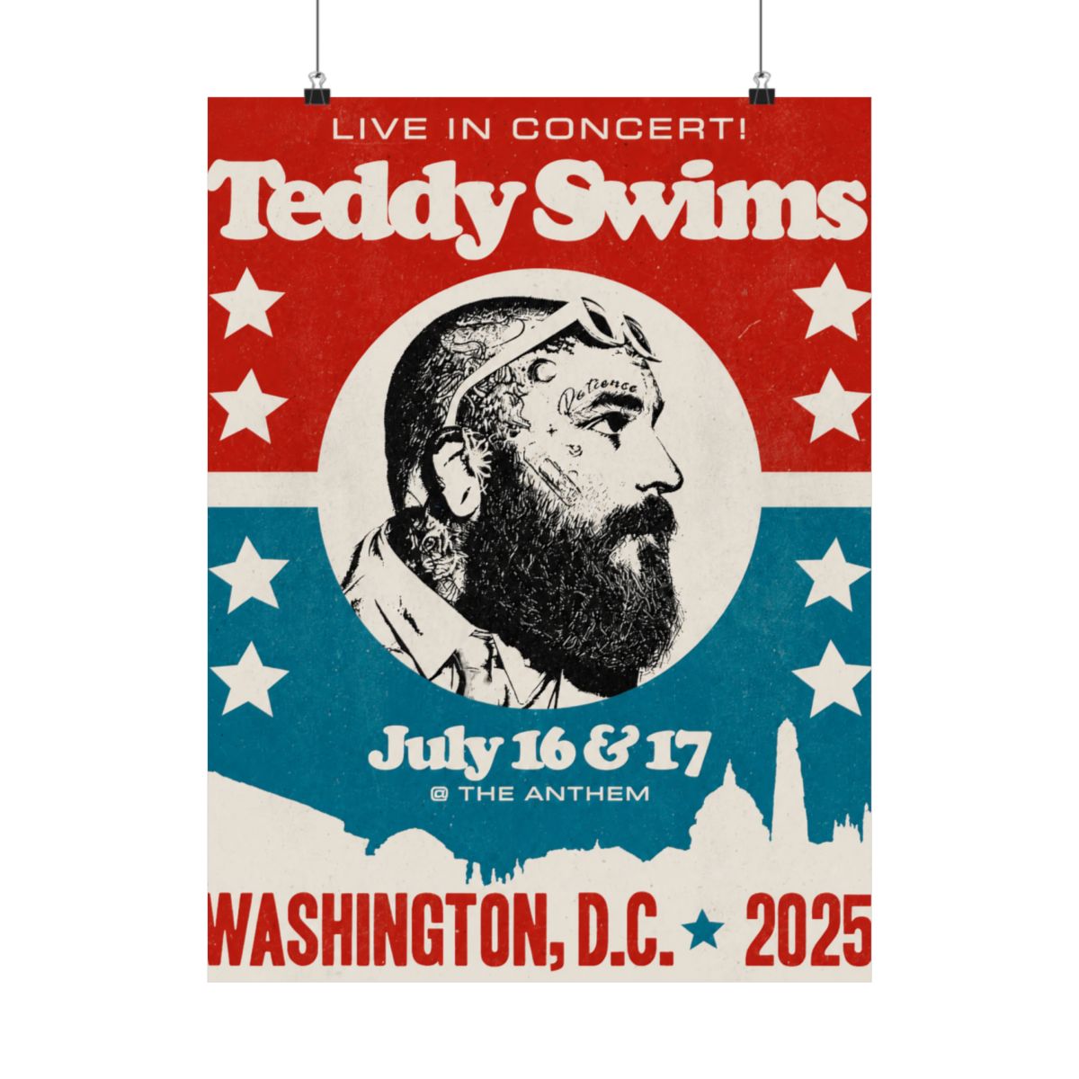 Washington D.C. Concert Poster | Teddy Swims - alternate angle 1, merchandise